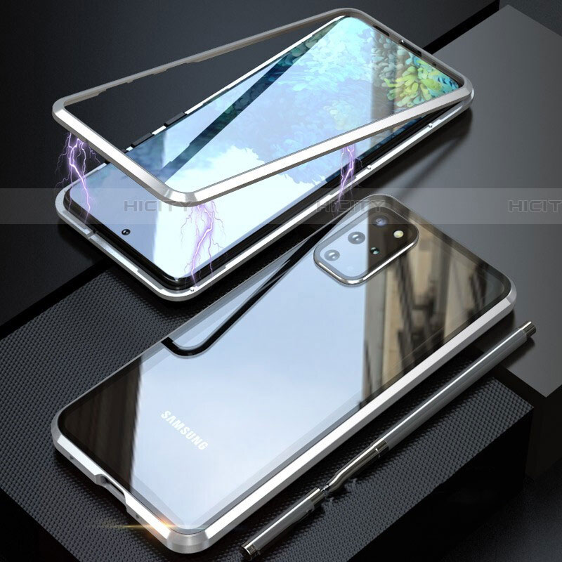 Funda Bumper Lujo Marco de Aluminio Espejo 360 Grados Carcasa T01 para Samsung Galaxy S20 Plus 5G Plata