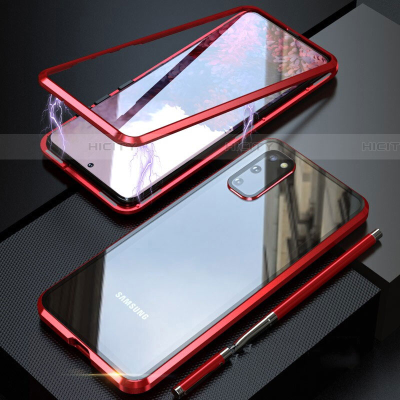 Funda Bumper Lujo Marco de Aluminio Espejo 360 Grados Carcasa T01 para Samsung Galaxy S20 Rojo