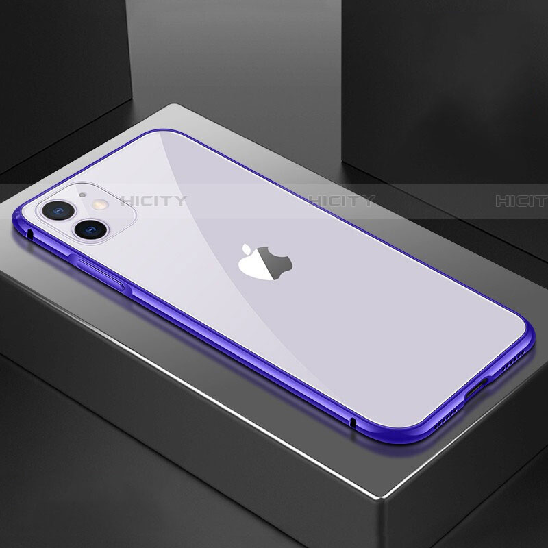 Funda Bumper Lujo Marco de Aluminio Espejo 360 Grados Carcasa T02 para Apple iPhone 11 Morado