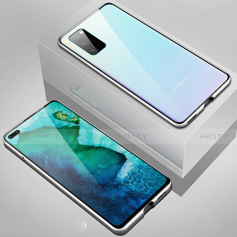 Funda Bumper Lujo Marco de Aluminio Espejo 360 Grados Carcasa T02 para Huawei Honor View 30 Pro 5G Plata