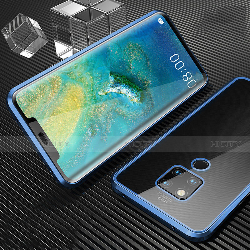 Funda Bumper Lujo Marco de Aluminio Espejo 360 Grados Carcasa T02 para Huawei Mate 20 X 5G Azul