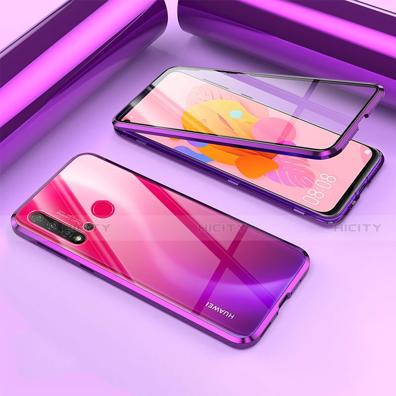 Funda Bumper Lujo Marco de Aluminio Espejo 360 Grados Carcasa T02 para Huawei P20 Lite (2019) Morado