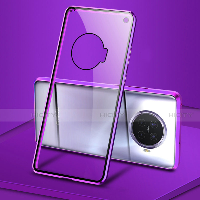 Funda Bumper Lujo Marco de Aluminio Espejo 360 Grados Carcasa T02 para Oppo Ace2 Morado