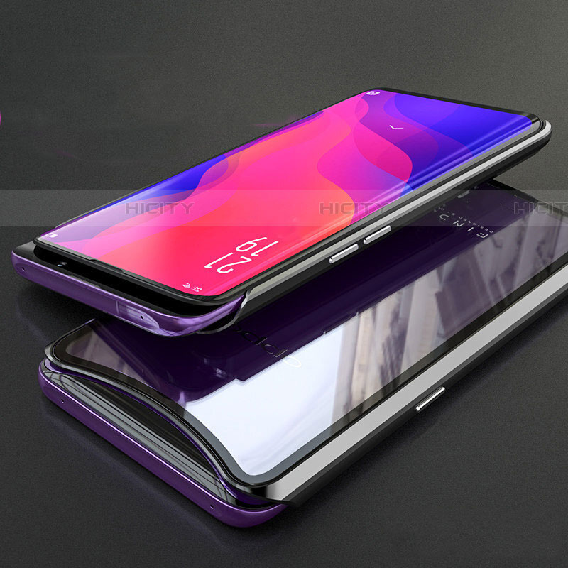 Funda Bumper Lujo Marco de Aluminio Espejo 360 Grados Carcasa T02 para Oppo Find X Negro