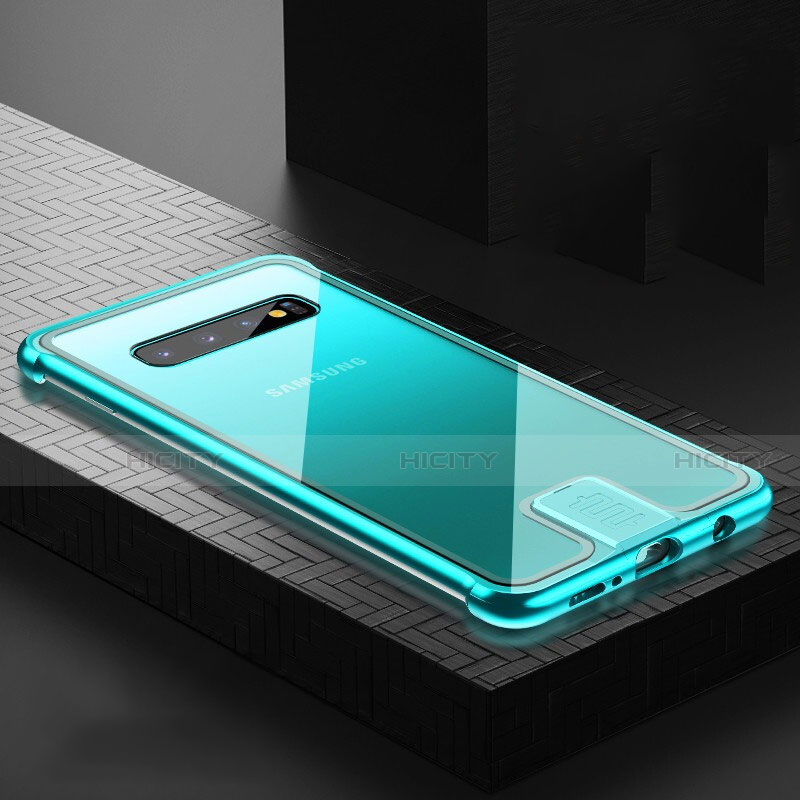 Funda Bumper Lujo Marco de Aluminio Espejo 360 Grados Carcasa T02 para Samsung Galaxy S10 5G Cian