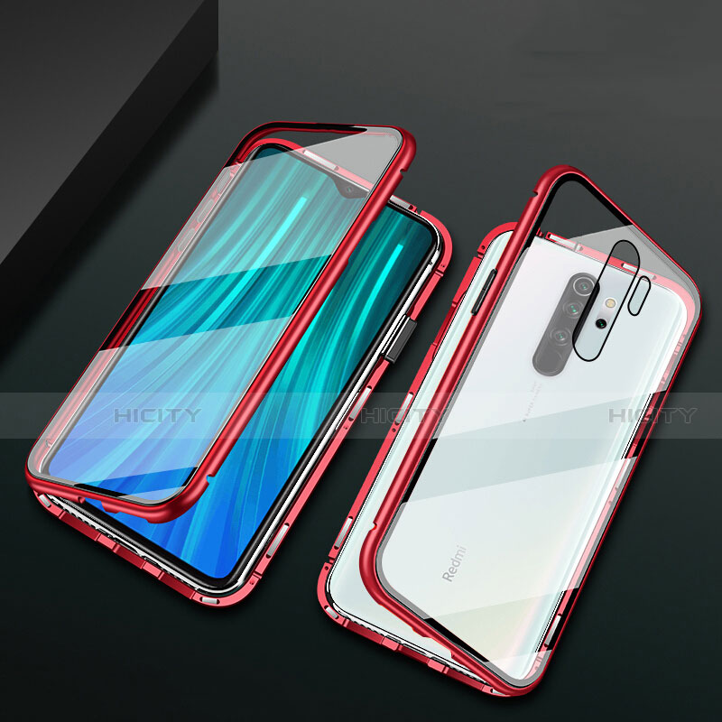 Funda Bumper Lujo Marco de Aluminio Espejo 360 Grados Carcasa T02 para Xiaomi Redmi Note 8 Pro Rojo