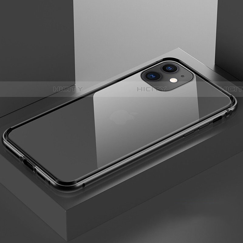 Funda Bumper Lujo Marco de Aluminio Espejo 360 Grados Carcasa T03 para Apple iPhone 11 Negro