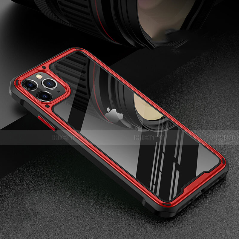 Funda Bumper Lujo Marco de Aluminio Espejo 360 Grados Carcasa T03 para Apple iPhone 11 Pro Max Rojo