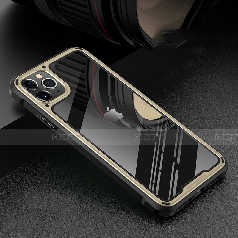 Funda Bumper Lujo Marco de Aluminio Espejo 360 Grados Carcasa T03 para Apple iPhone 11 Pro Oro