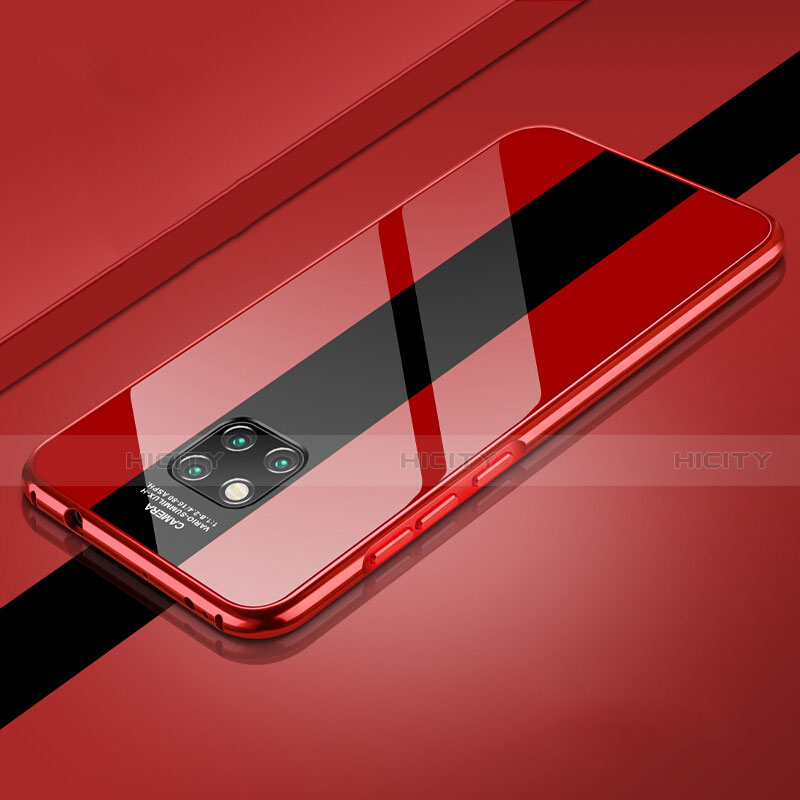 Funda Bumper Lujo Marco de Aluminio Espejo 360 Grados Carcasa T03 para Huawei Mate 20 Pro Rojo