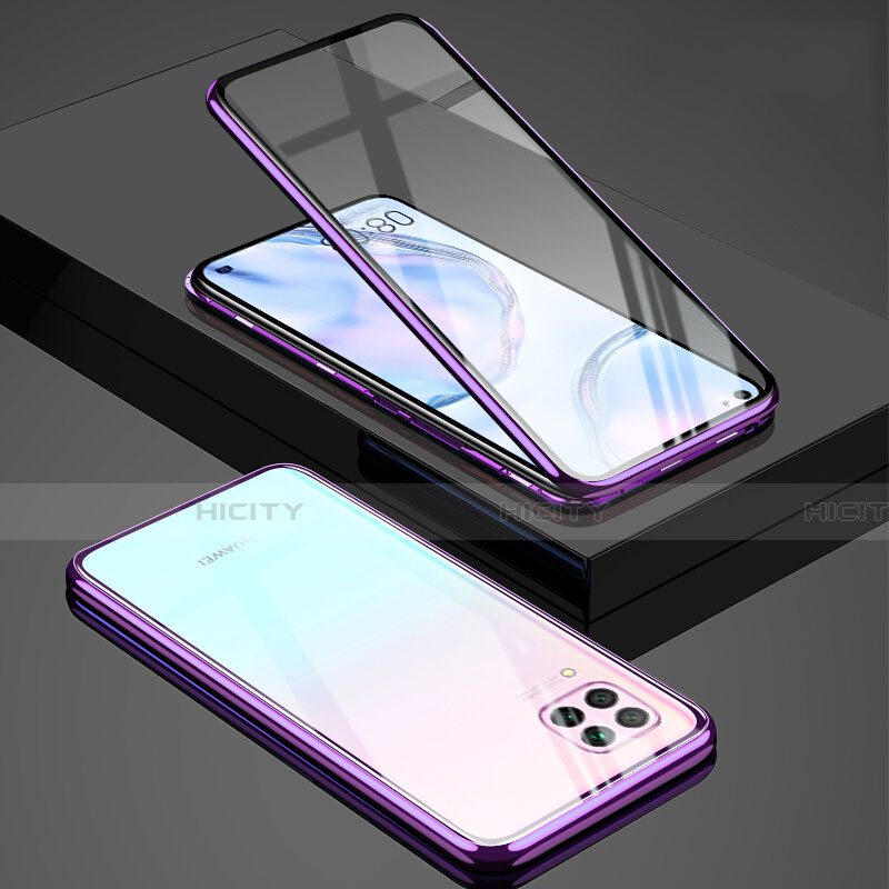 Funda Bumper Lujo Marco de Aluminio Espejo 360 Grados Carcasa T03 para Huawei Nova 6 SE Morado