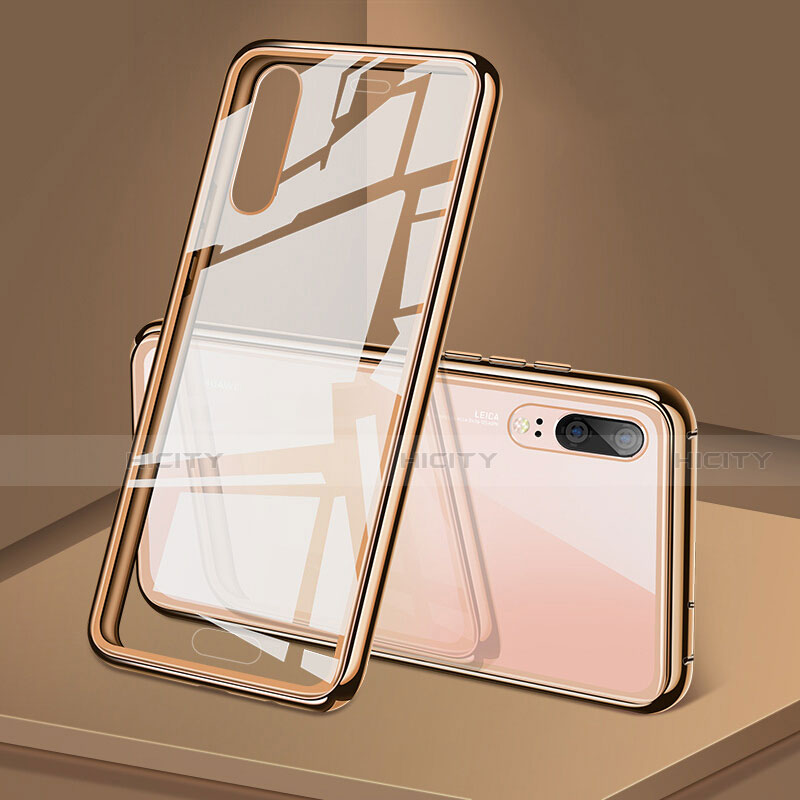 Funda Bumper Lujo Marco de Aluminio Espejo 360 Grados Carcasa T03 para Huawei P20 Oro