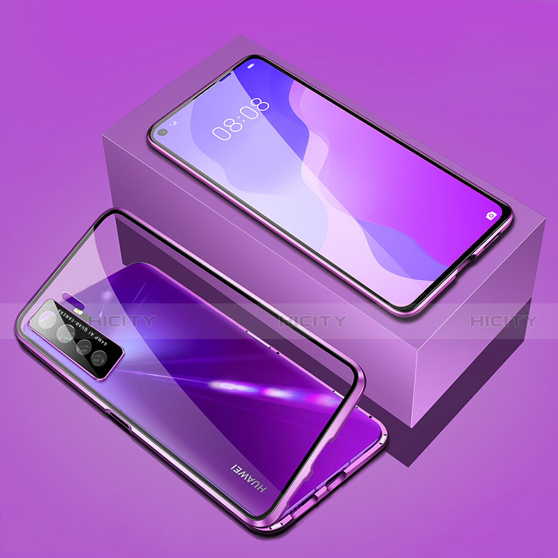 Funda Bumper Lujo Marco de Aluminio Espejo 360 Grados Carcasa T03 para Huawei P40 Lite 5G Morado