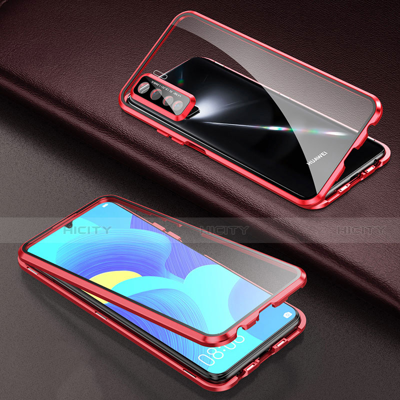 Funda Bumper Lujo Marco de Aluminio Espejo 360 Grados Carcasa T03 para Oppo Reno3 Rojo