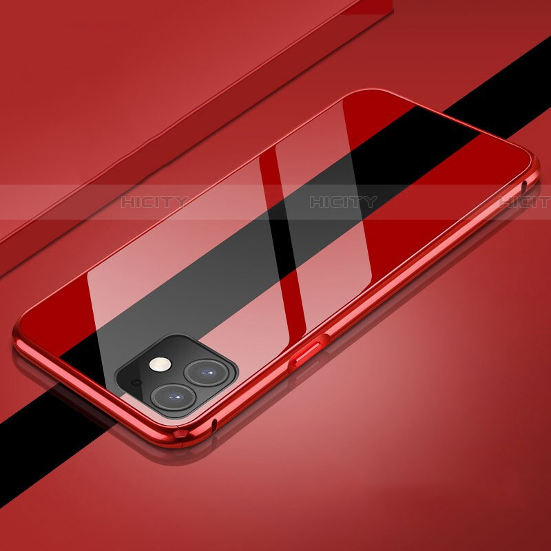 Funda Bumper Lujo Marco de Aluminio Espejo 360 Grados Carcasa T04 para Apple iPhone 11 Rojo