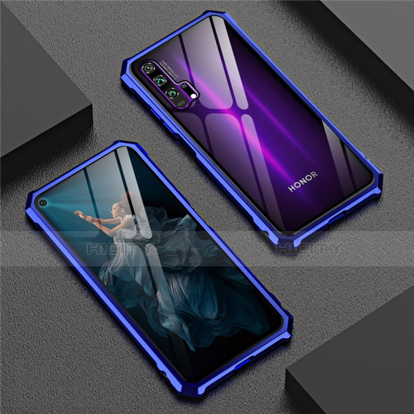 Funda Bumper Lujo Marco de Aluminio Espejo 360 Grados Carcasa T04 para Huawei Honor 20 Pro Azul