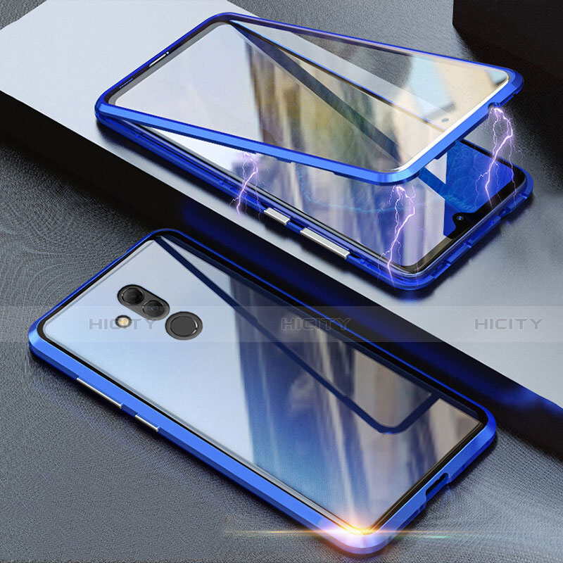 Funda Bumper Lujo Marco de Aluminio Espejo 360 Grados Carcasa T04 para Huawei Mate 20 Lite Azul