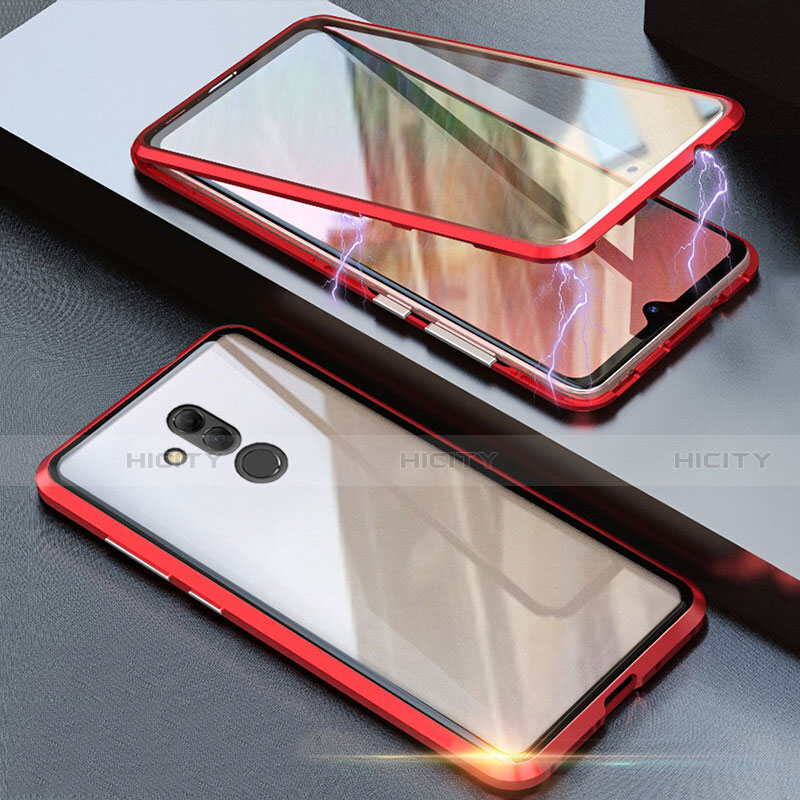 Funda Bumper Lujo Marco de Aluminio Espejo 360 Grados Carcasa T04 para Huawei Mate 20 Lite Rojo