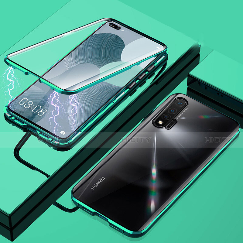 Funda Bumper Lujo Marco de Aluminio Espejo 360 Grados Carcasa T04 para Huawei Nova 6 Verde