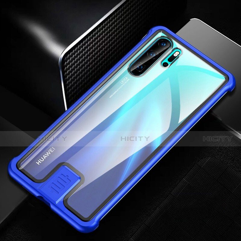 Funda Bumper Lujo Marco de Aluminio Espejo 360 Grados Carcasa T04 para Huawei P30 Pro Azul