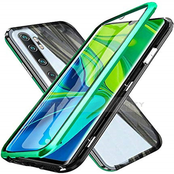 Funda Bumper Lujo Marco de Aluminio Espejo 360 Grados Carcasa T04 para Xiaomi Mi Note 10 Pro Verde