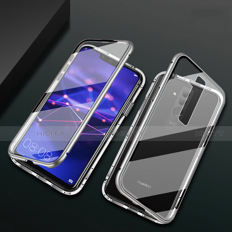 Funda Bumper Lujo Marco de Aluminio Espejo 360 Grados Carcasa T05 para Huawei Mate 20 Lite Plata