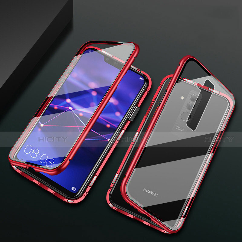 Funda Bumper Lujo Marco de Aluminio Espejo 360 Grados Carcasa T05 para Huawei Mate 20 Lite Rojo