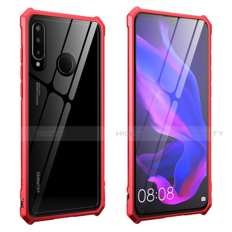 Funda Bumper Lujo Marco de Aluminio Espejo 360 Grados Carcasa T05 para Huawei Nova 4e Rojo