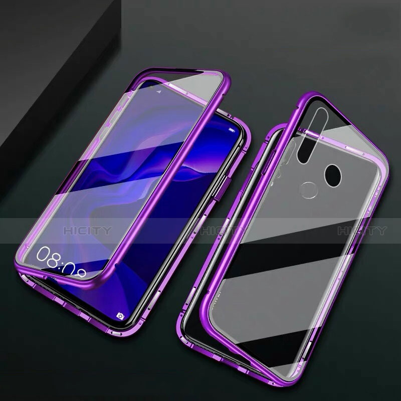 Funda Bumper Lujo Marco de Aluminio Espejo 360 Grados Carcasa T06 para Huawei Nova 4e Morado