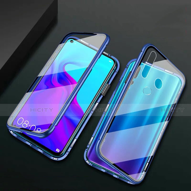 Funda Bumper Lujo Marco de Aluminio Espejo 360 Grados Carcasa T06 para Huawei P30 Lite XL Azul