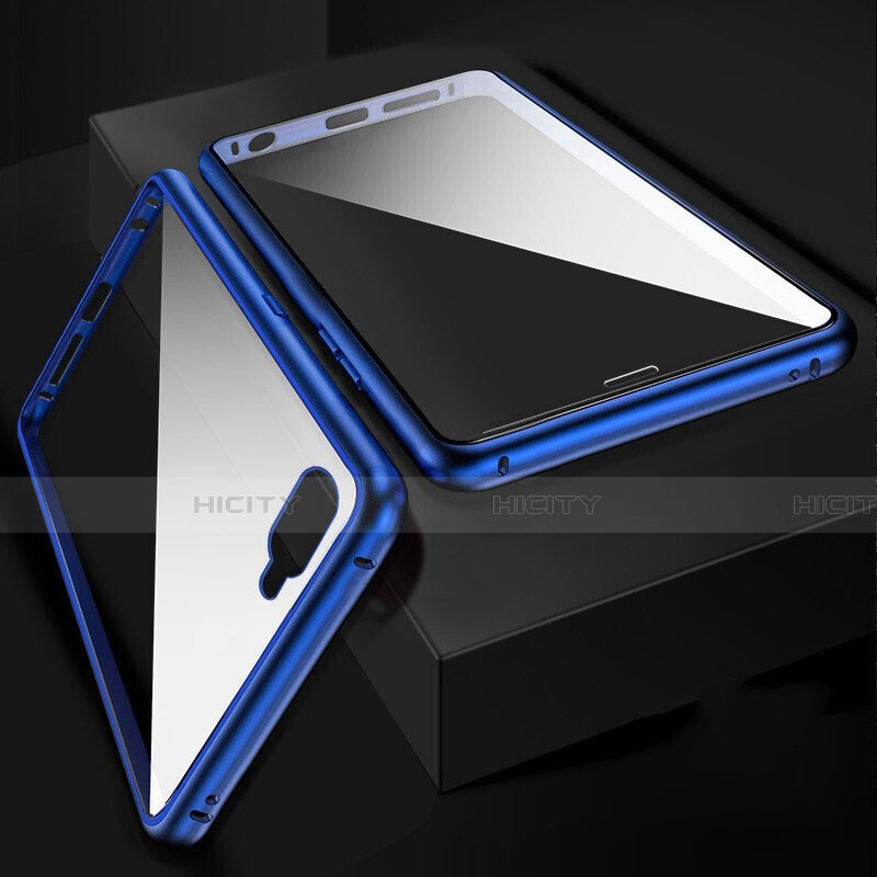 Funda Bumper Lujo Marco de Aluminio Espejo 360 Grados Carcasa T06 para Oppo K1 Azul