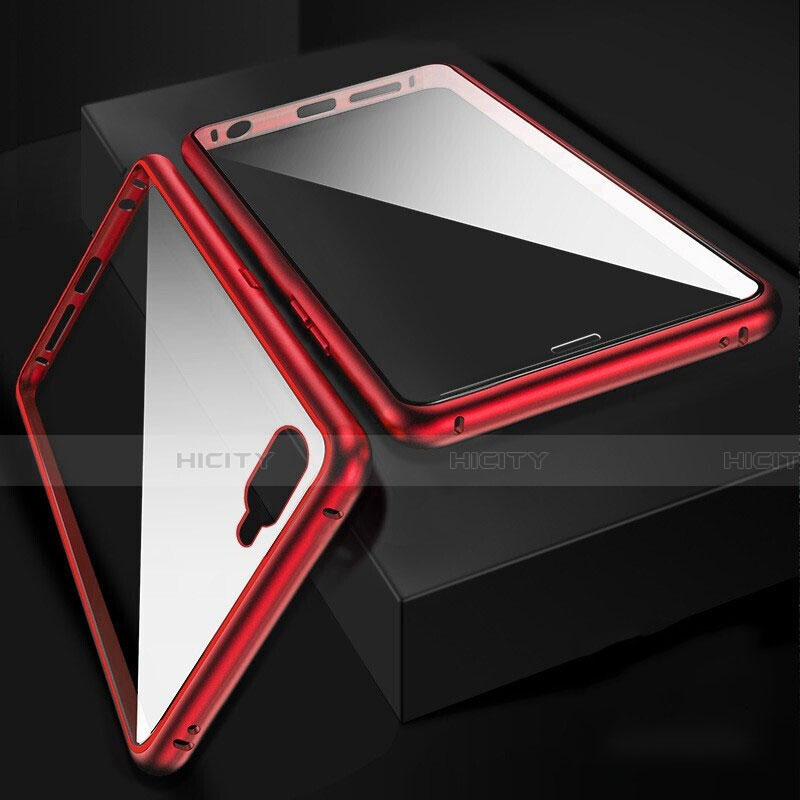 Funda Bumper Lujo Marco de Aluminio Espejo 360 Grados Carcasa T06 para Oppo K1 Rojo