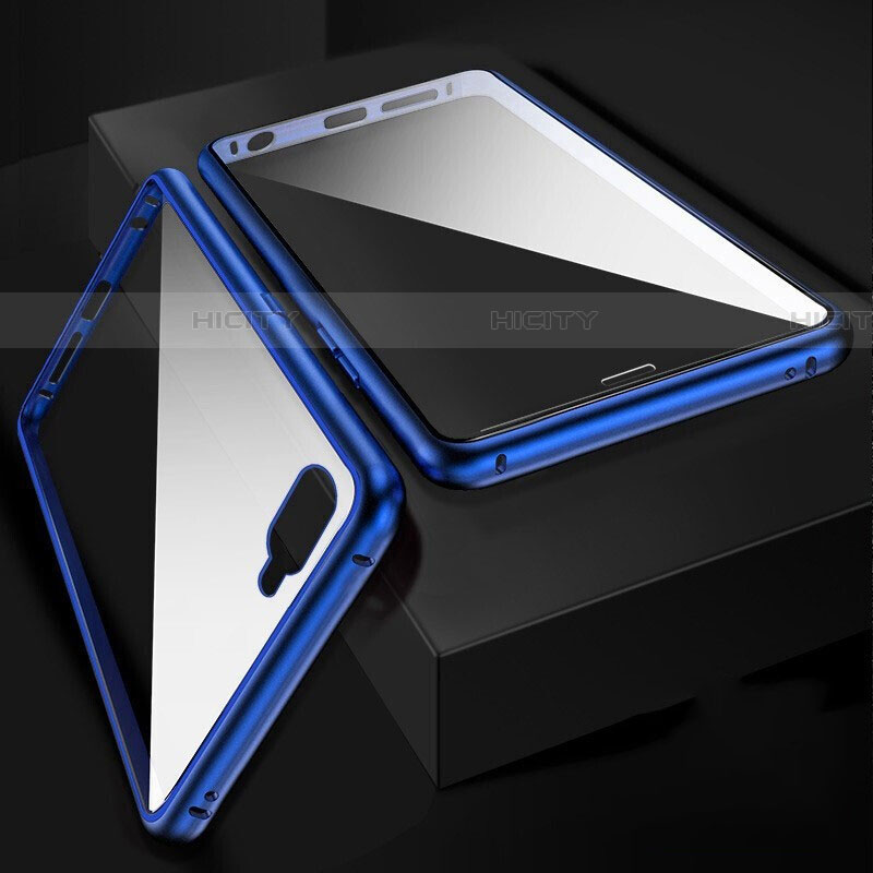 Funda Bumper Lujo Marco de Aluminio Espejo 360 Grados Carcasa T06 para Oppo R17 Neo Azul