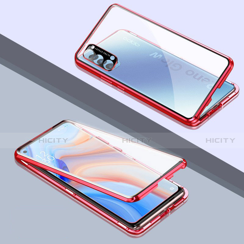 Funda Bumper Lujo Marco de Aluminio Espejo 360 Grados Carcasa T06 para Oppo Reno4 5G