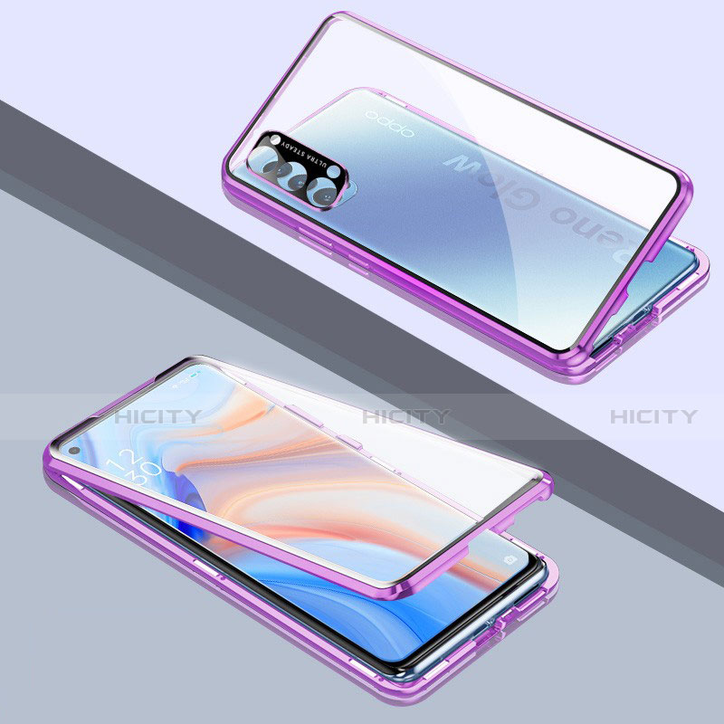 Funda Bumper Lujo Marco de Aluminio Espejo 360 Grados Carcasa T06 para Oppo Reno4 5G