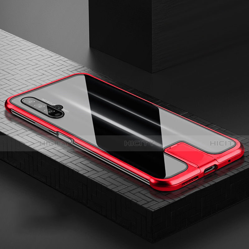 Funda Bumper Lujo Marco de Aluminio Espejo 360 Grados Carcasa T07 para Huawei Honor 20 Rojo