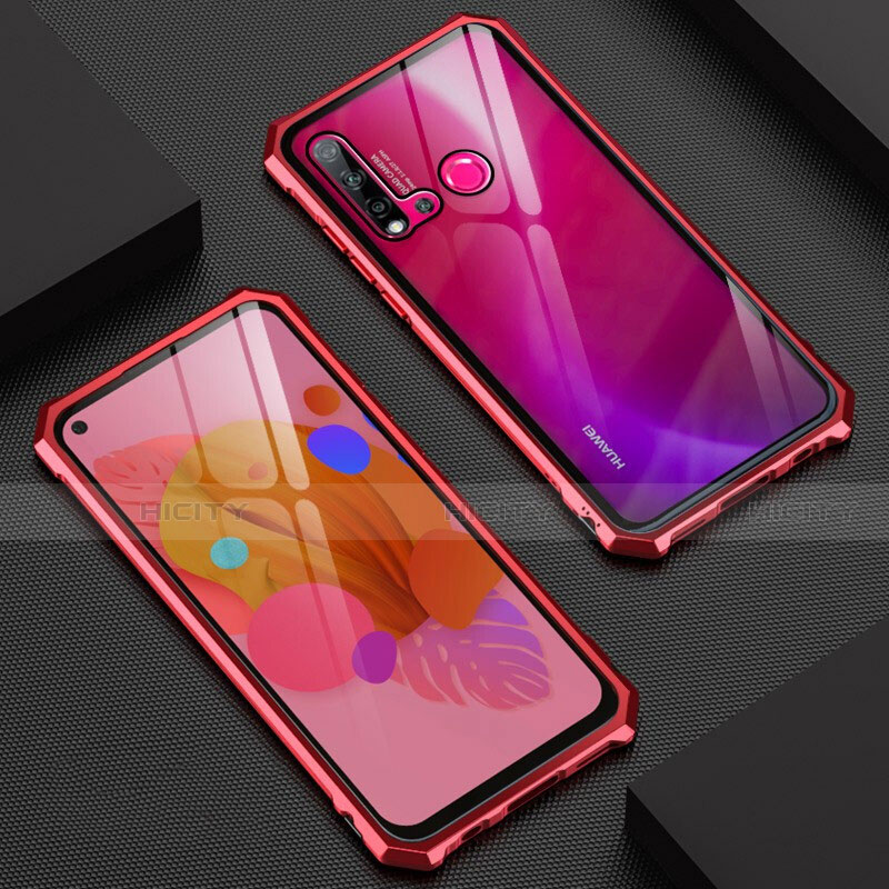 Funda Bumper Lujo Marco de Aluminio Espejo 360 Grados Carcasa T07 para Huawei P20 Lite (2019) Rojo