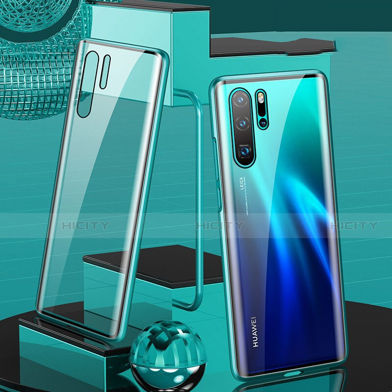 Funda Bumper Lujo Marco de Aluminio Espejo 360 Grados Carcasa T07 para Huawei P30 Pro Verde