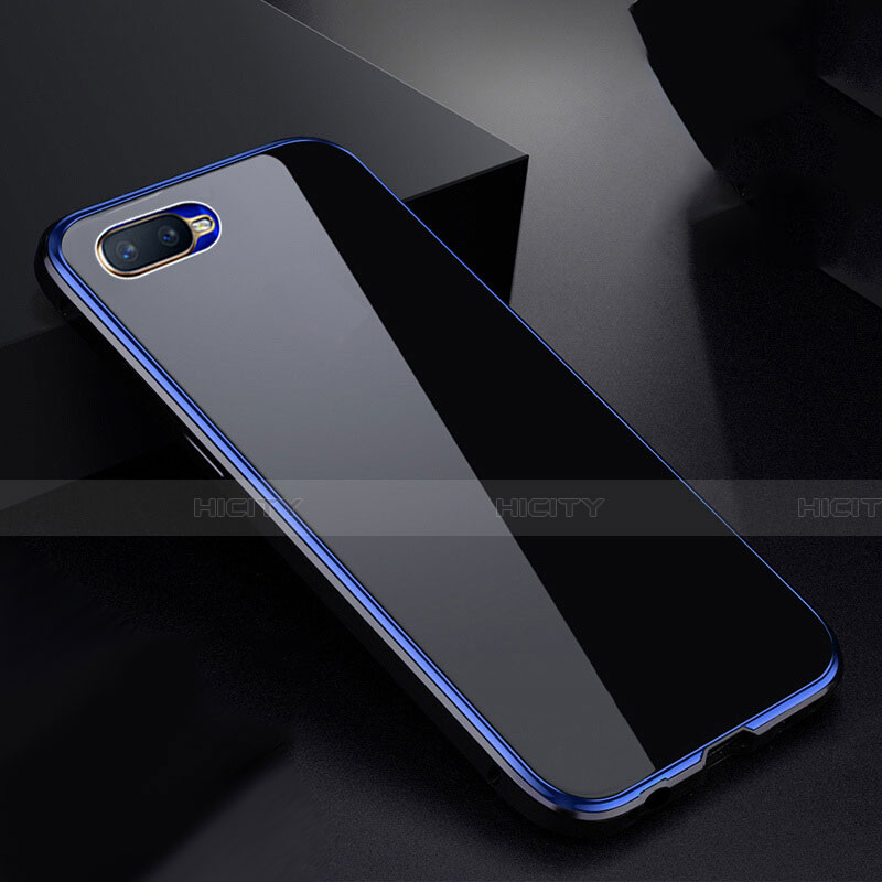 Funda Bumper Lujo Marco de Aluminio Espejo 360 Grados Carcasa T07 para Oppo R15X Azul