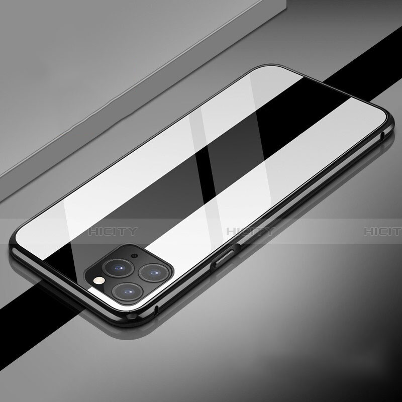 Funda Bumper Lujo Marco de Aluminio Espejo 360 Grados Carcasa T08 para Apple iPhone 11 Pro Blanco