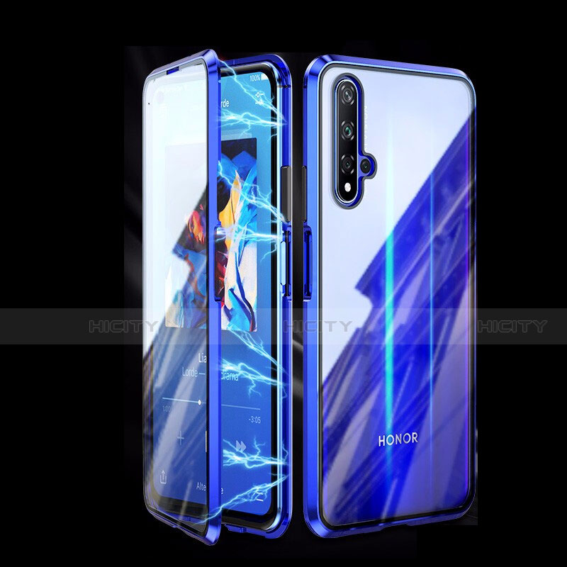 Funda Bumper Lujo Marco de Aluminio Espejo 360 Grados Carcasa T08 para Huawei Honor 20S Azul