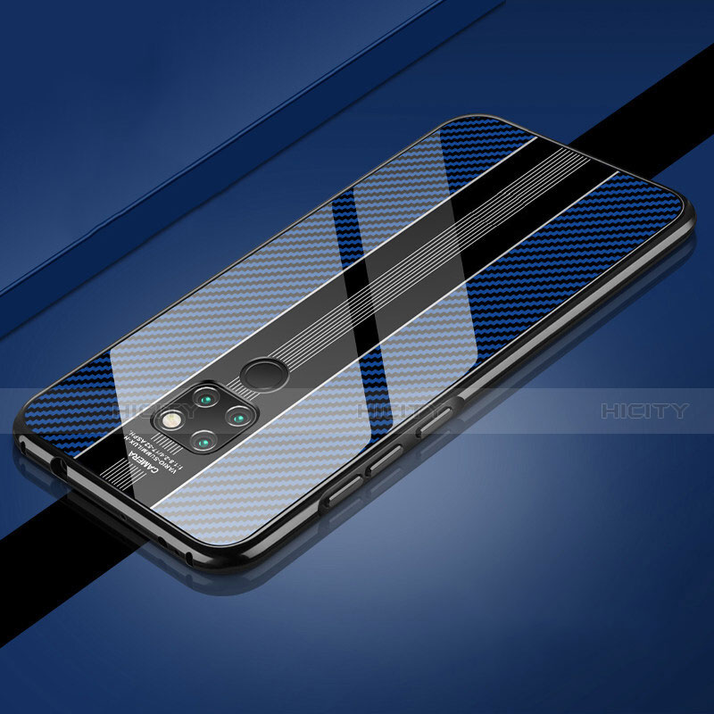 Funda Bumper Lujo Marco de Aluminio Espejo 360 Grados Carcasa T08 para Huawei Mate 20 Azul