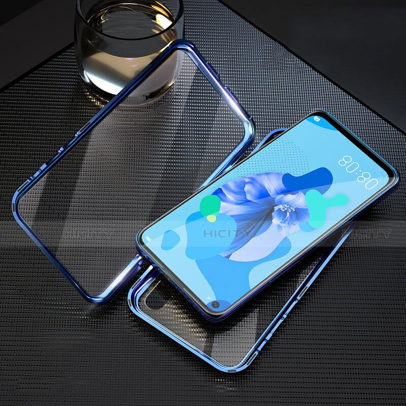Funda Bumper Lujo Marco de Aluminio Espejo 360 Grados Carcasa T08 para Huawei P20 Lite (2019) Azul