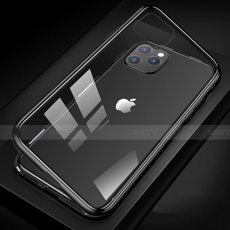 Funda Bumper Lujo Marco de Aluminio Espejo 360 Grados Carcasa T09 para Apple iPhone 11 Pro Negro