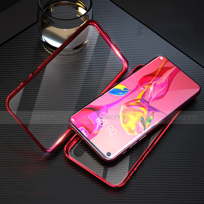 Funda Bumper Lujo Marco de Aluminio Espejo 360 Grados Carcasa T09 para Huawei Honor 20S Rojo