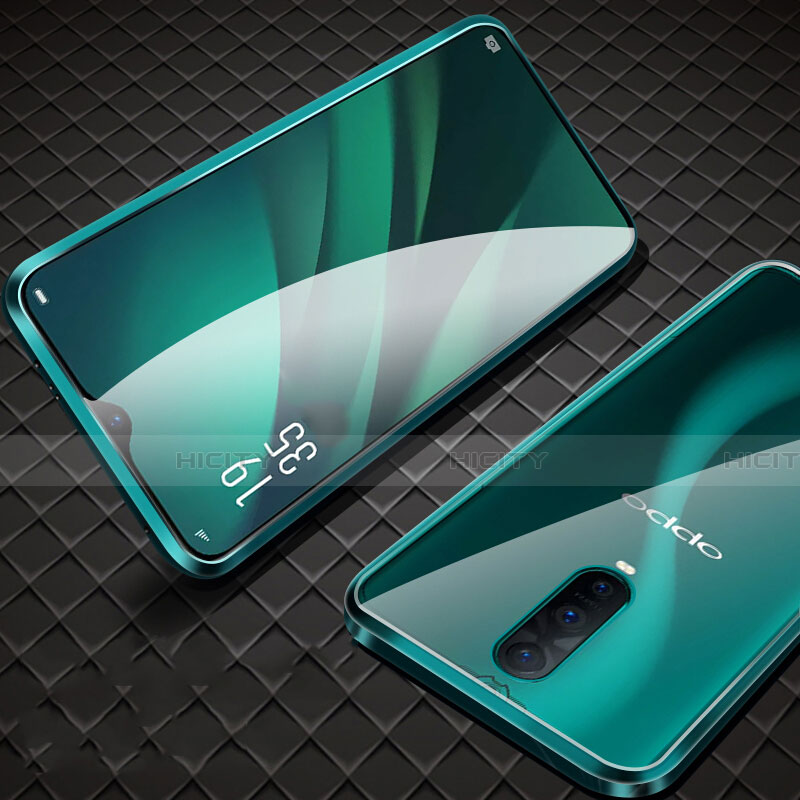 Funda Bumper Lujo Marco de Aluminio Espejo 360 Grados Carcasa T09 para Oppo R17 Pro Verde