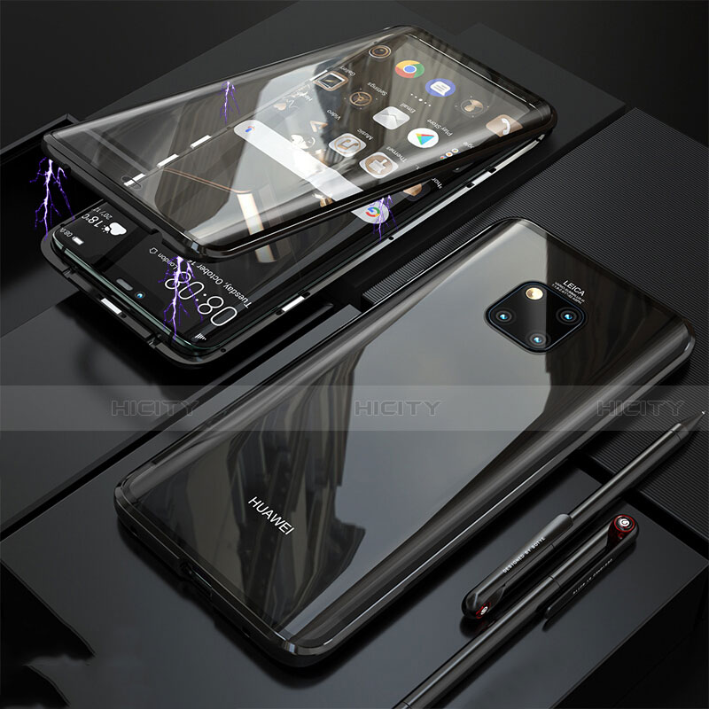 Funda Bumper Lujo Marco de Aluminio Espejo 360 Grados Carcasa T10 para Huawei Mate 20 Pro Negro