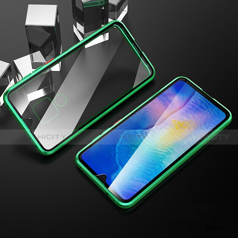 Funda Bumper Lujo Marco de Aluminio Espejo 360 Grados Carcasa T10 para Huawei Mate 20 Verde