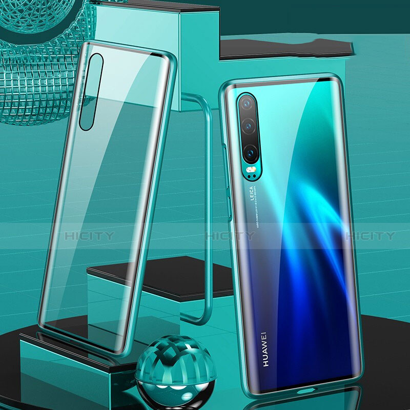 Funda Bumper Lujo Marco de Aluminio Espejo 360 Grados Carcasa T10 para Huawei P30 Verde