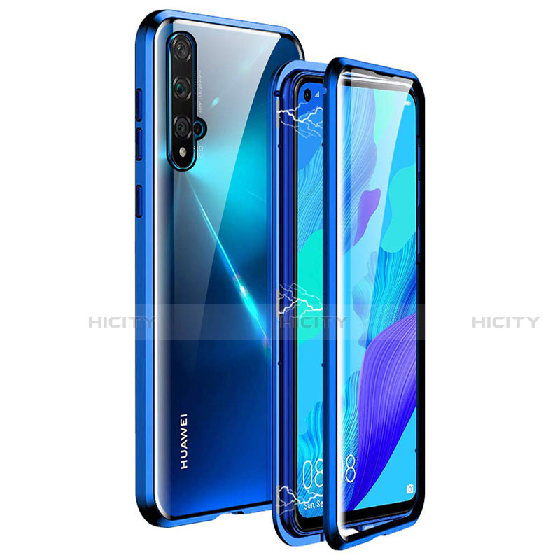 Funda Bumper Lujo Marco de Aluminio Espejo 360 Grados Carcasa T11 para Huawei Honor 20 Azul